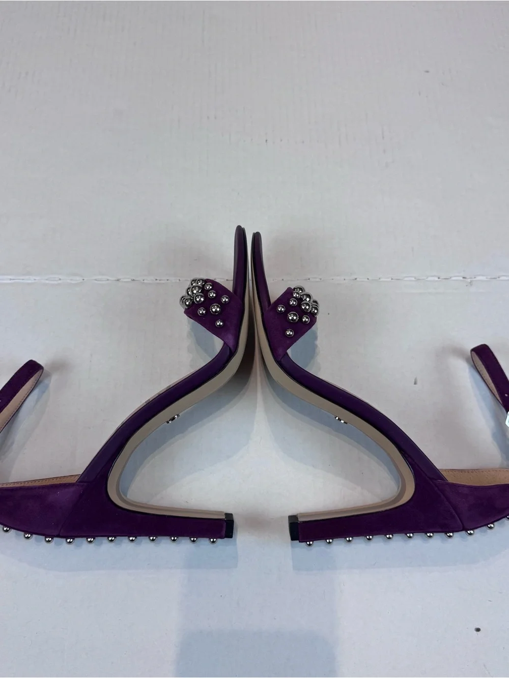 Sam Edelman Yoshi Heels Sandals Studded Size 9 Purple Block Heel Slingback Suede